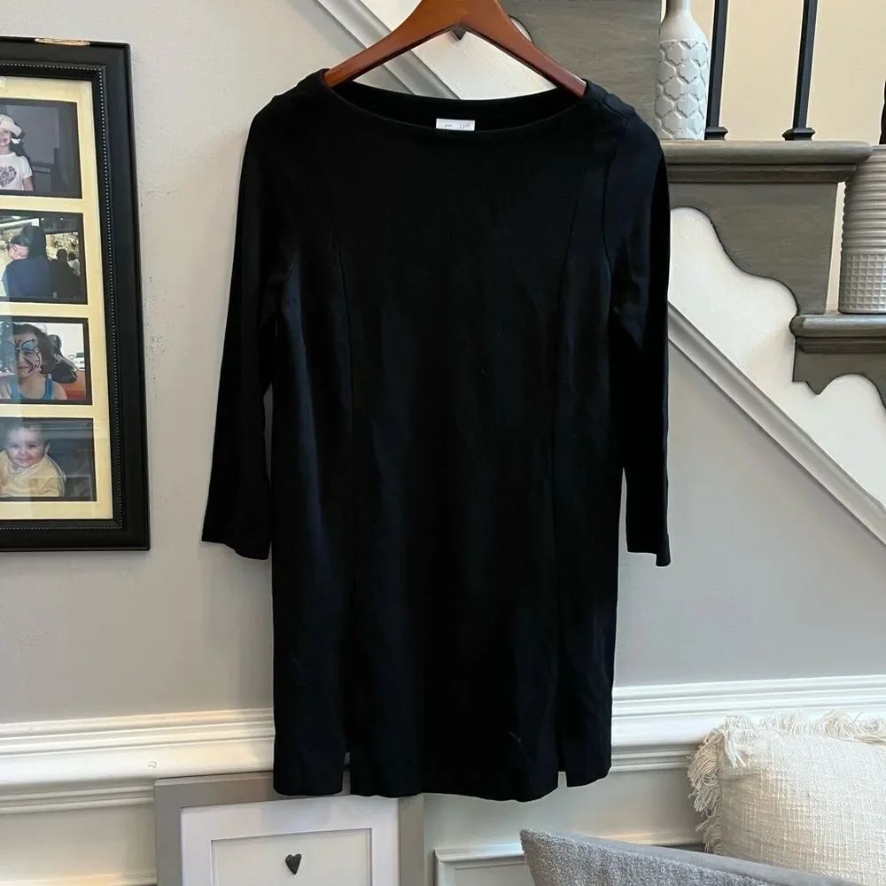 J. Jill Ponte Classic  Black Long Sleeve Dress sz M EUC